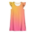 thumbnail image 2 of gljltg Baby Summer Girl's Cute Solid Round Neck Flying Sleeve Dress, 2 of 4