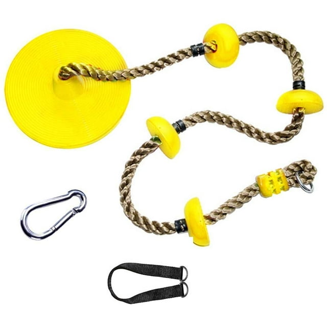 Kids Climbing Rope with Platform, Disc Tree Swing Seat Rope Ladder for Swing Set Outdoor Play Equipment