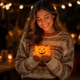 thumbnail image 6 of Halloween Decorations Pumpkin Candle Light Decoration Prop, Flameless Pumpkin Candle Decor for Halloween Parties, Festive Fall Decorations for Home, Easy to Place Anywhere, 6 of 7
