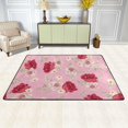 thumbnail image 2 of SKYSONIC 36x24in Vintage Rose Flower Area Rug, Pink White Floral Non-Slip Floor Carpet for Indoor Living Dining Room Bedroom, 2 of 7