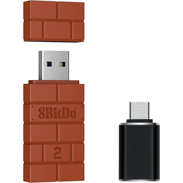 8Bitdo Wireless USB Adapter 2 for Switch/Switch2, Windows, Mac & Raspberry Pi, Compatible with Xbox Series X/S, Xbox One, Switch Pro, PS5 Controller and More with OTG Adapter