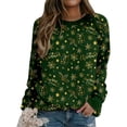 thumbnail image 4 of Hiver Mode Noël Femmes Imprimer Manches Longues Confortable Respirant O-Cou Chemise Tops, 4 of 6