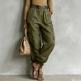 thumbnail image 5 of Levmjia Women's High Waisted Cargo Pants Wide Leg Loose Fit Trousers with Pockets Solid Color Casual Long Pants, 5 of 6