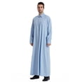 thumbnail image 5 of BSDJILFG Mens Long Robes Half Zip Up Long Sleeve Sun Protection Slim Fit Linen Breathable Maxi Nightgowns for Mid-East Tradition, 5 of 9