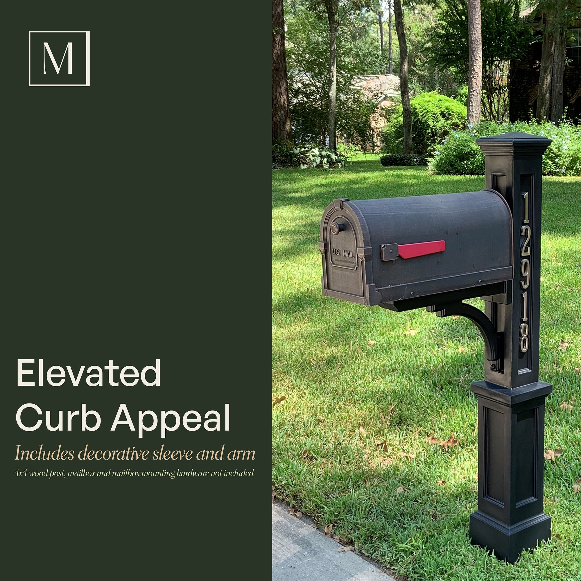 Mayne Newport Plus Single Mailbox Arm Mount White Plastic Mailbox Post