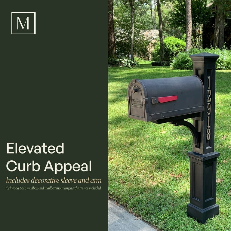 Mayne Newport Plus Single Arm Mail Post - Black, Outside Mounting