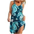 thumbnail image 2 of Viikei Womens Dresses Clearance,Plus Size Summer Maxi Dress for Women,Women's Sleeveless Round Neck Printed Casual Daily Beach Medium Style Dress Blue XXL, 2 of 5