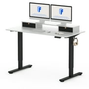 FlexiSpot 55x24 Height Adjustable Standing Desk with 2 Drawers, Ergonomic Monitor Stand Computer Desk Black Frame and White Top
