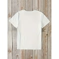 thumbnail image 2 of Women'S Casual Crew Neck Short Sleeve Graphic T-Shirt, Vibrant Eiffel Tower Alphabet Pattern, Soft, Relaxed Fit, Regular Length, Knit Fabric, 180g/㎡, for Spring/Summer, Travel, Vacations, Outdoor Act, 2 of 5