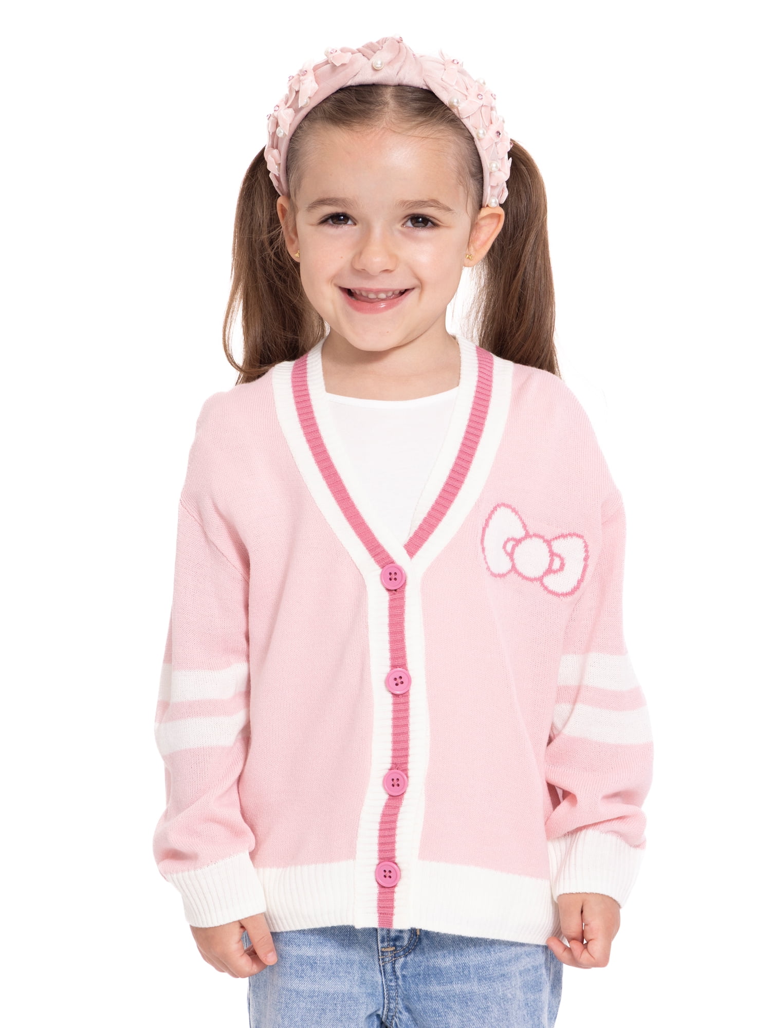 Hello Kitty Toddler Girls Button Down Cardigan with Long Sleeves, Sizes 12M-5T