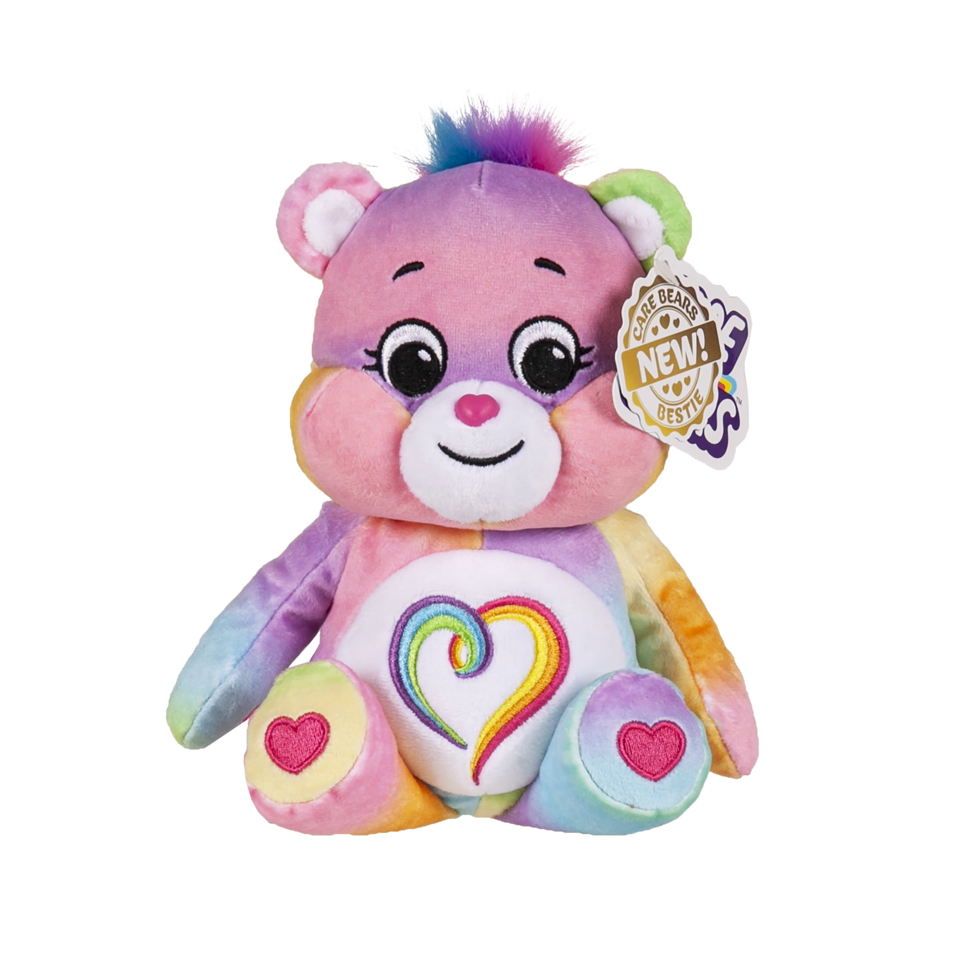 10" Care Bears Baby Pink Rattle Chime Cheer Bear w/Rainbow Tummy Play Along Toys 
