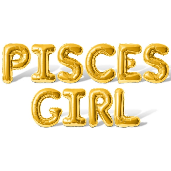 Letter Balloons - PISCES GIRL 16" Inch Alphabet Letters Foil Mylar Balloon Pisces Birthday Party Banner (Gold)