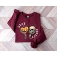 thumbnail image 4 of Stay Creepy Skeleton Hands Sweatshirt – Cute Halloween Pumpkin & Skull Graphic Crewneck, Spooky Season Outfit, 4 of 5