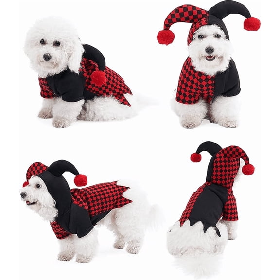 PJKOBMJ Joker Dog Cat Costumes Pet Halloween Christmas costume Dress Hoodie Funny Outfits Clothes Perfect Costumes for a Pet Costume Party(XS)