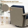 thumbnail image 5 of INTER HUT Serenity Retreat 2 PCS PE Wicker Outdoor Furniture Set, Patio Swivel Rocker Chair & Side Table, Beige/Dark Blue, 5 of 10