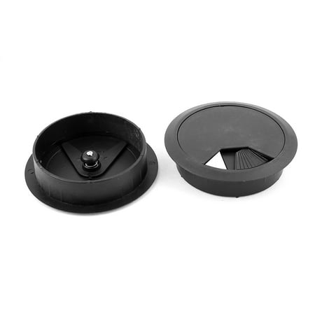 

Desk Cable Tidy Wire Hole Cover Outlet Grommet 80mm Black 2Pcs