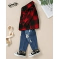 thumbnail image 2 of WESIDOM Toddler Boy Clothes Long Sleeve Collar Plaid Shirts Jacket Ribbed Jeans Pants Sets 1-6T Boys Fall Outfits, 2 of 7