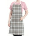 thumbnail image 5 of Gray White Plaid Checkered Pattern Apron-Garden Aprons for Women with Pockets-Cotton Linen Waterproof Kitchen Cooking Gardening Aprons Adjustable for Kitchen,Cooking,BBQ and Salon 33x27 Inch, 5 of 7