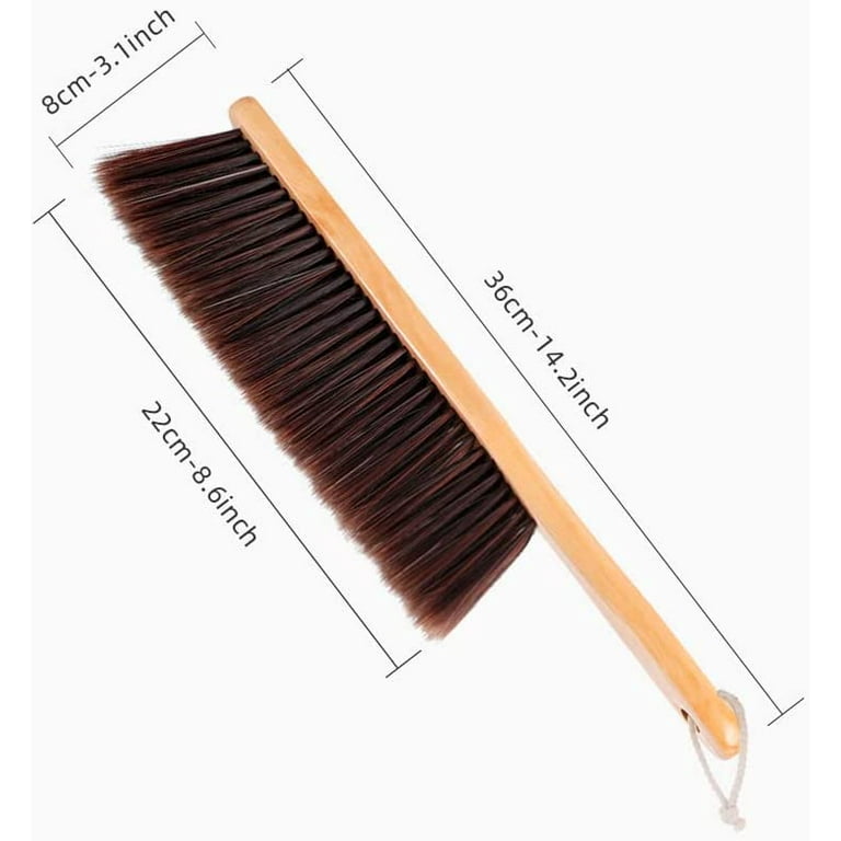 Hand Broom,horse Hair Brushes,Soft Horsehair Upholstery Brush with Handle,Shop Brush Dustpan,Foxtail Broom,Dust Broom for Bench/Couch/Furniture