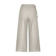 thumbnail image 5 of Summer Savings Clearance! Edvintorg Cotton Linen Pants Women Summer Casual Loose Fit Pants High Waist Solid Color Side Drawstring Belt Wide Leg Pants Plus Size Women Trousers Beige XXXL, 5 of 6