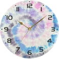 thumbnail image 5 of SKYSONIC Tie Dyed Light Pink Blue Wall Clock 10 Inch Silent Non Ticking Round Clock Oil Painting Clock Easy to Read Clock for Living Room Bedroom Bathroom Home Decor, 5 of 7