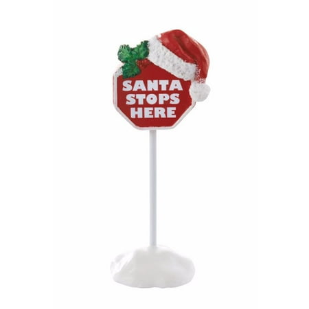 Dept 56 Snow - Department 56 Snow Village Santa Stops Here Sign Accessory Figurine 4054206 New