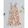 thumbnail image 2 of Bagilaanoe Toddler Baby Girl Jumpsuit Sleeveless Floral Print Romper Overalls 12M 18M 24M 3T 4T 5T Kids Long Flared Pants Summer Outfits, 2 of 8