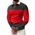 thumbnail image 1 of Gibobby Playera polo hombre Hombres Casual Otoño Invierno Manga larga Turndown Neck Shirt Impreso Camiseta Top Blusa(Rojo,G), 1 of 5