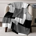 thumbnail image 3 of Throw Blanket for Couch Abstract Modern Geometric Soft Fleece Flannel Blankets Cozy Lightweight Blanket for Home Sofa Living Room Black White Grey Bed Throws 40" x 60", 3 of 9