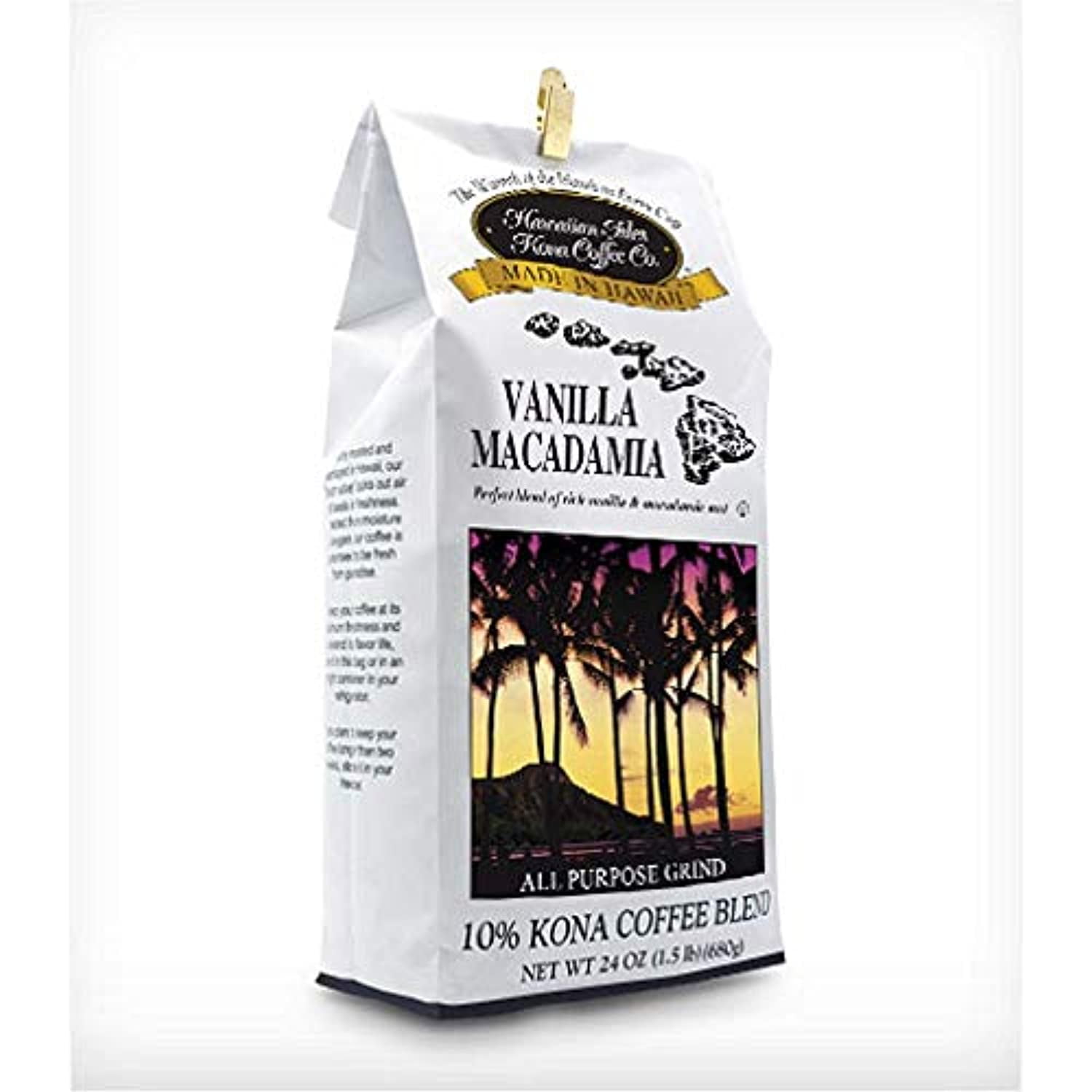 Kona Vanilla Macadamia Nut Coffee 24Oz Grind (3 Pack)