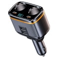 thumbnail image 1 of 12-24V Car Charger Splitter with Dual Lighter Ports, PD45W Fast Charging, LED Voltage Monitor, Multiple Safety Protections, ABS+PC Material, Compact Design for Sedans/SUVs/Trucks - Black, 1 of 6
