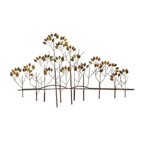 24 Inch Outdoor Wall - Decmode Traditional 24 X 39 Inch Multicolored Metal Tree Landscape Wall Decor