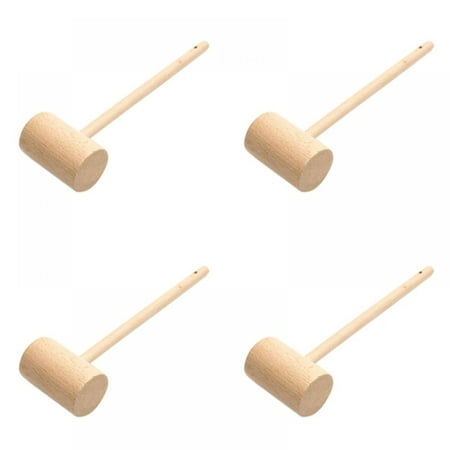 

7 Inch Wooden Crab Lobster Mallet Seafood Meat Hammers Wooden Chocolate Hammer Kids Toy Mallet Breakable Heart Hammer Portable Kitchen Tool Natural Hard Beech Wood (4 Pieces)