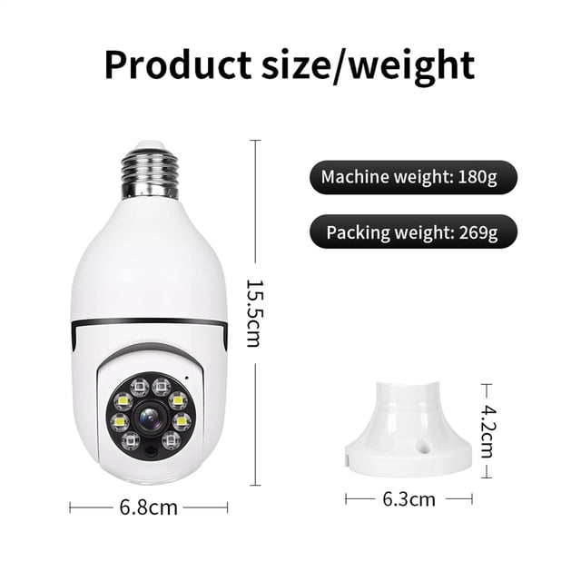 Cámara de bombilla LED Visión nocturna Cámara de seguridad para el hogar Detección de movimiento para la habitación del hogar