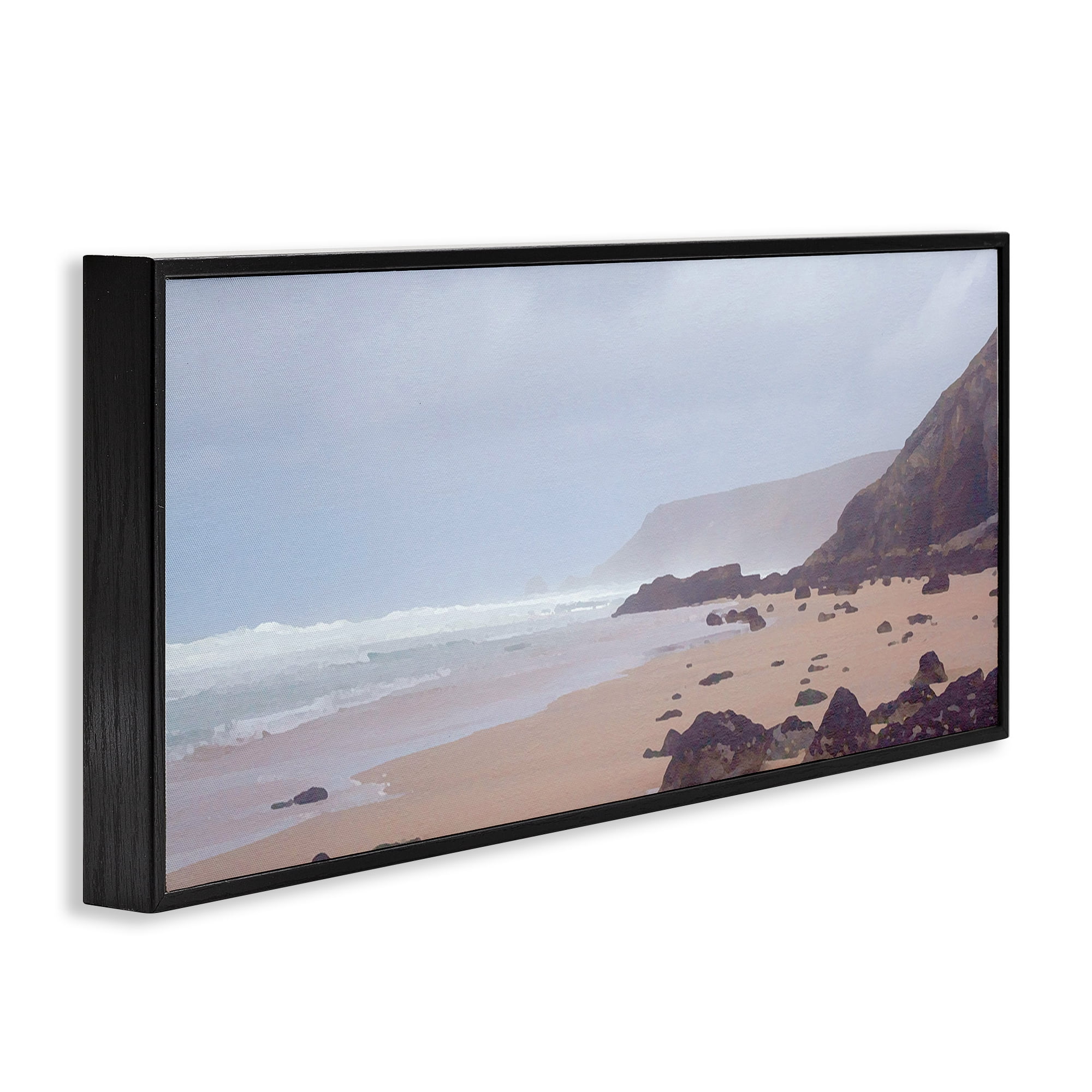 Stupell Industries Sea Mists View Landscape Photography Black Framed Art Print Wall Art, 30 x 13