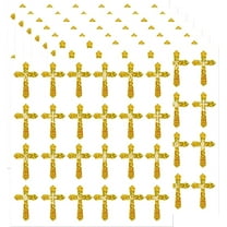 Glitter Cross Stickers for Kids Gold Jesus Christian Decals Religious Cross Stickers for Church Classroom Party Favor Decoration 600Pcs
