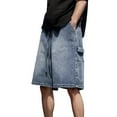 thumbnail image 1 of Cathalem Denim Shorts for Men Distressed Straight Fit Denim Shorts,Blue XXL, 1 of 5