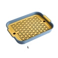 thumbnail image 3 of Yuarrent Tapete para escurrir platos fácil de limpiar, soporte para bandeja de goteo de agua, escurridor multifuncional con bandeja de goteo Almacenamiento y organización del hogar azul grande, 3 of 6