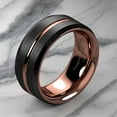 thumbnail image 4 of Tungsten Rings for Men Wedding Bands for Him 8mm Black Brushed Rose Gold, 4 of 9