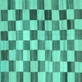 thumbnail image 1 of Ahgly Company Indoor Square Checkered Turquoise Blue Modern Area Rugs, 5' Square, 1 of 4
