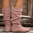 thumbnail image 5 of Mepaouo Mid Calf Boots for Women Closed Round Toe Buckle Flat Riding Dressy Boots Fall Winter Warm Booties, 5 of 8