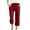 Red, variant on Christmas Clearance! Ohufall Capris For Women, Casual Solid Color Elastic Loose Pants Straight Wide Leg Trousers With Pocket, Cropped Pants