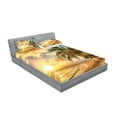 thumbnail image 2 of Ambesonne Tropical Fitted Sheet & Pillow Sham Set, Exotic Sandy Beach, Queen, Cream Blue, 2 of 2