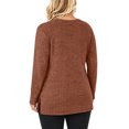 thumbnail image 5 of Plus Size Women's Tunic Tops Ribbed Knit Crewneck Long Sleeve Side Split Fall Soft Brushed Stretchy Relaxed Sweater XL-5XL, 5 of 7