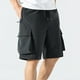thumbnail image 1 of pstuiky Hombres bajos, Pantalones cortos casuales de moda para hombre, sólidos, con cordón, cintura elástica y múltiples bolsillos Pantalones cortos cargo, 1 of 4