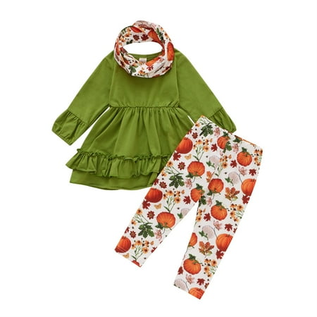 

Zukuco Toddler Kids Baby Girl Pumpkin Flower Top Dress Pants Legging Outfit Clothes