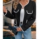 thumbnail image 5 of Cárdigan Corto de Otoño para Mujer, Chaqueta de Punto Informal con Cuello en V y Larga. Negro M, 5 of 10