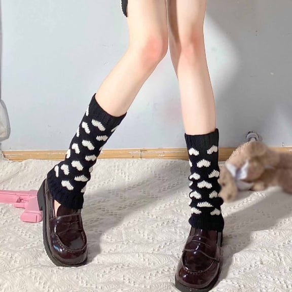 Women's Heart Pattern Knitted Leg Warmer Leg Socks