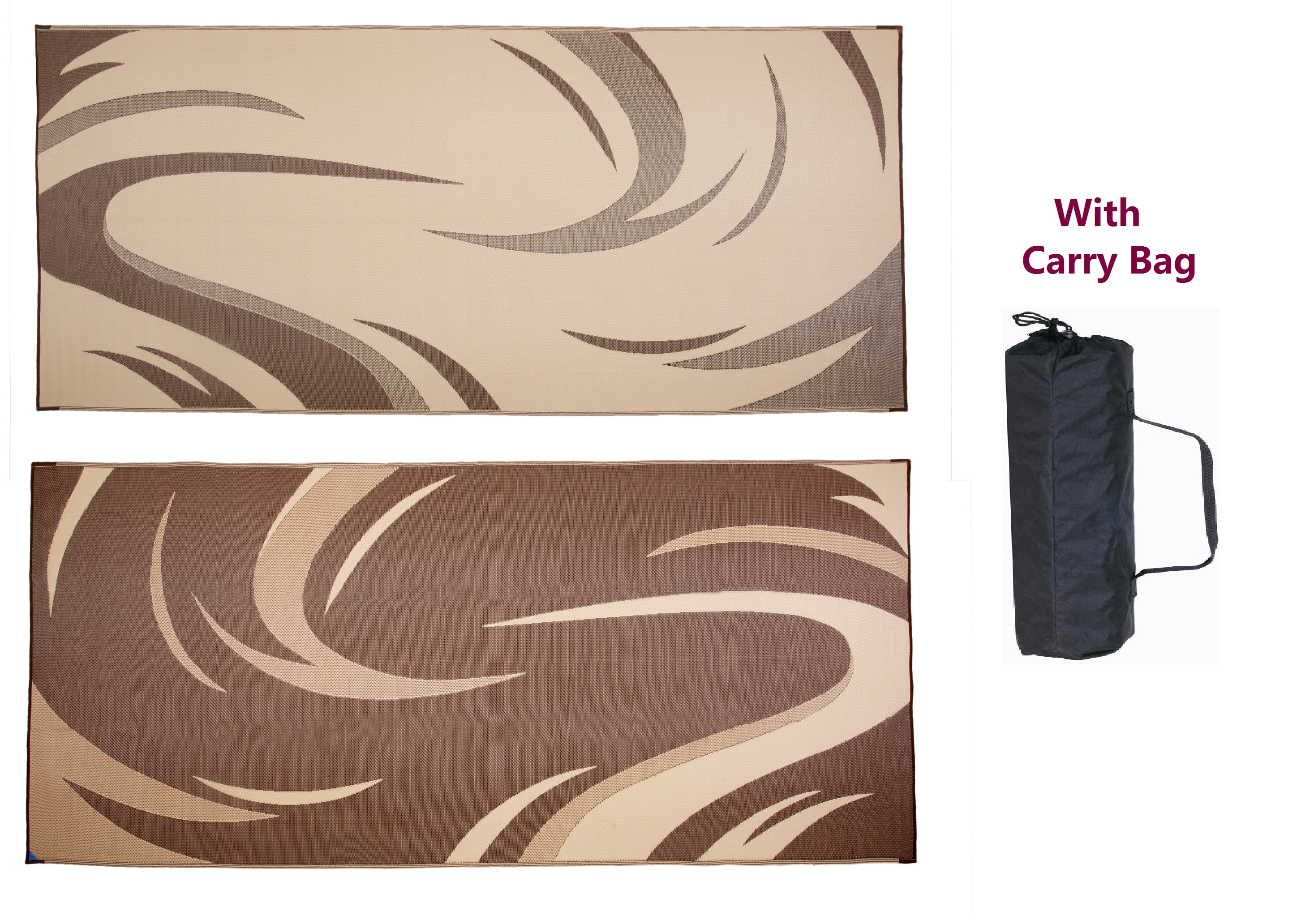 Stylish Camping 8' x 18' RV Patio Garden Modern Graphic Mat BRN/TAN