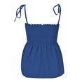 thumbnail image 4 of HCYSFG Ruffle Smocked Tank Tops for Women Summer Square Neck Sleeveless Tops Tie Shoulder Spaghetti Strap Blouse Peplum Cami Shirts, 4 of 5